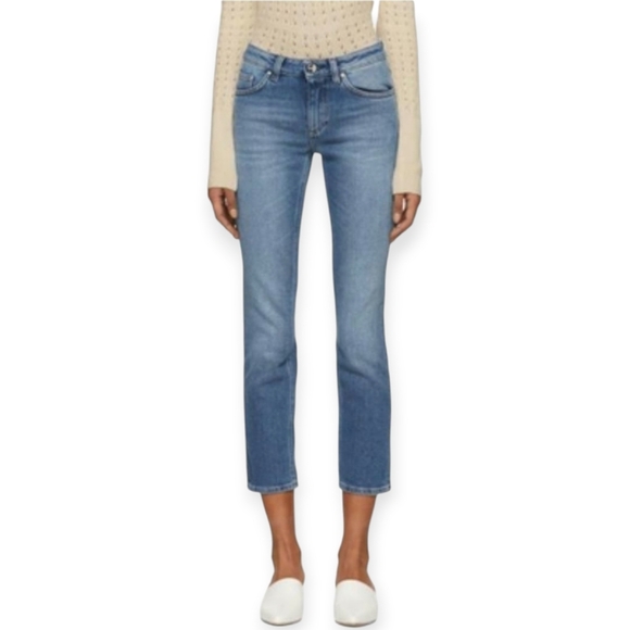 Toteme Straight Leg Mid Rise Ankle Crop Jeans Mid Blue 28 - Picture 16 of 16